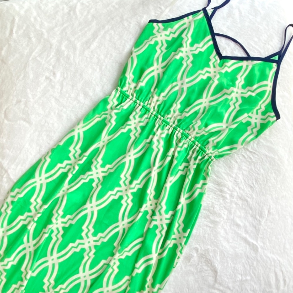 Excellent Condition Francesca’s Boutique Green & White Maxi Dress - Picture 4 of 14